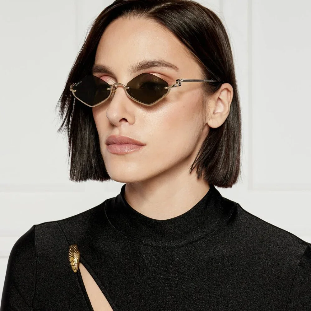 Gucci GG1604S 002 BRAND NEW Sunglasses Gold Brown Geometric Men